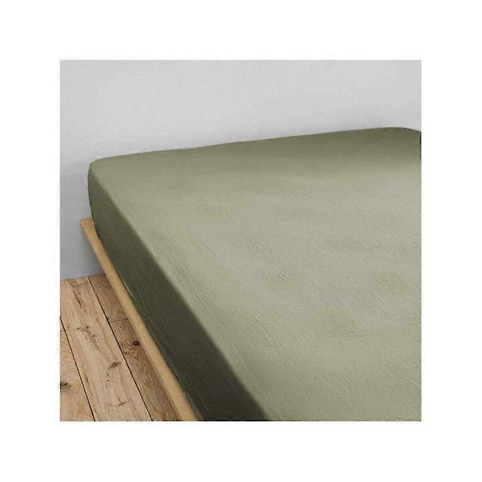 Drap-housse « Gaïa » toutes dimensions « Gaze de coton » - Gaïa Romarin - 200 x 200 cm avec une poche de 30 cm