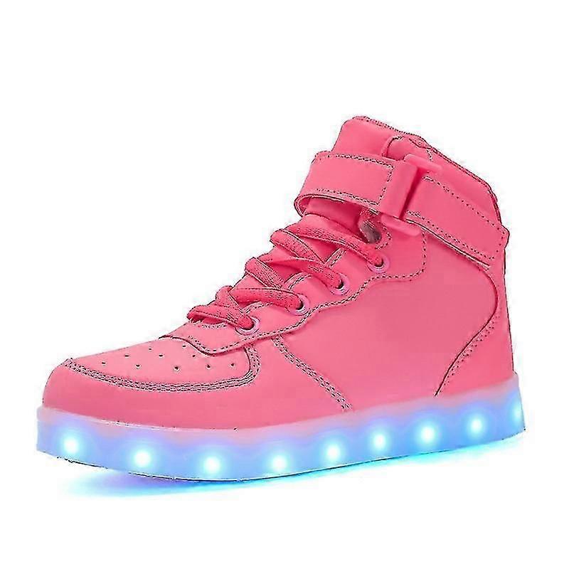 Women's Men's Led Lights Up Trainers High Top Flashing Trainers Usb Charging Lace Up Couples Shoes Tw