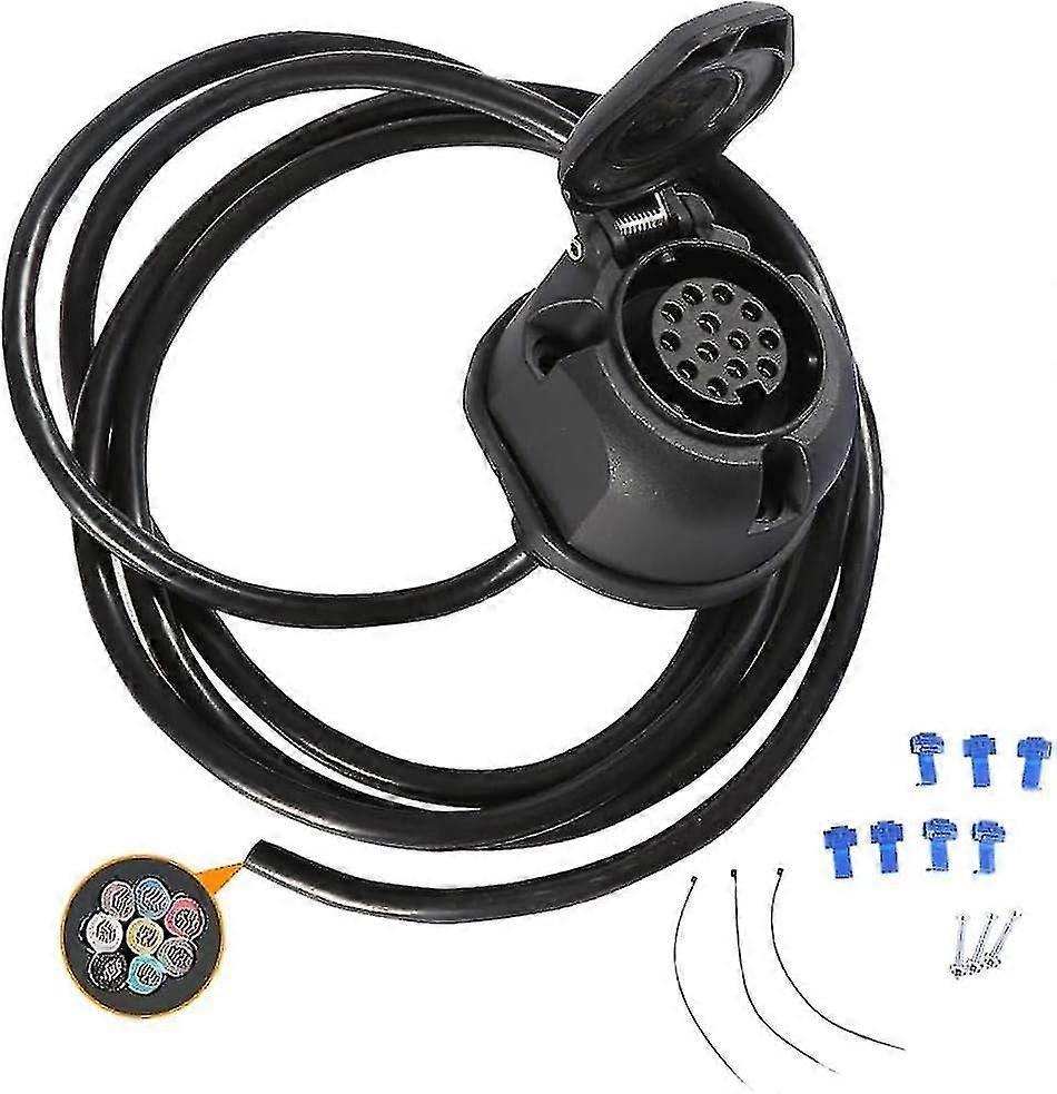 13 Pin Pre-Wired Socket Trailer Connector - 2m Vehicle Cable