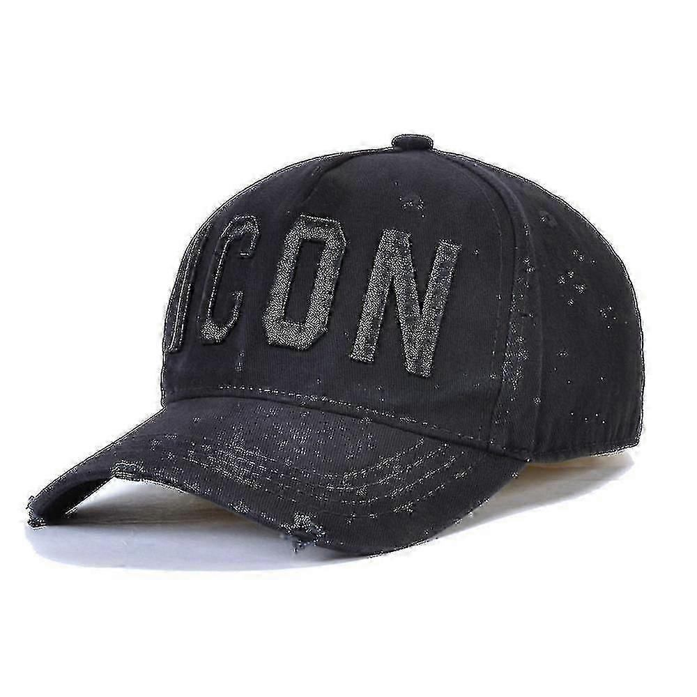 High Quality 100% Cotton Adjustable Baseball Cap Icon Monogram Black