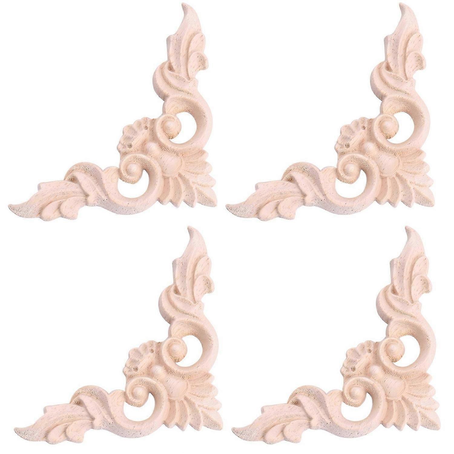 4pcs 8*8cm ξυλόγλυπτα γωνιακά διακοσμητικά έπιπλα σπιτιών άβαφη εφαρμογή