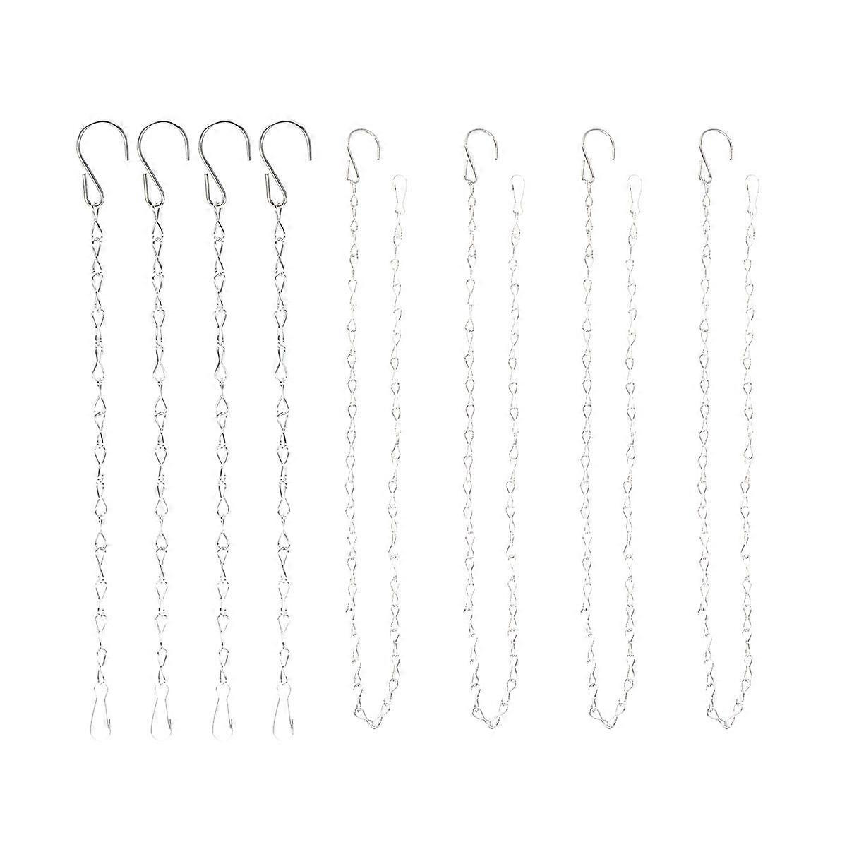 8pcs Hanging Chains Flower Pot Basket Replacement Chain Hanger for Bird Feeders Planters Lanterns and Ornaments(Silver, 4pcs 87cm and 4pcs 33cm)