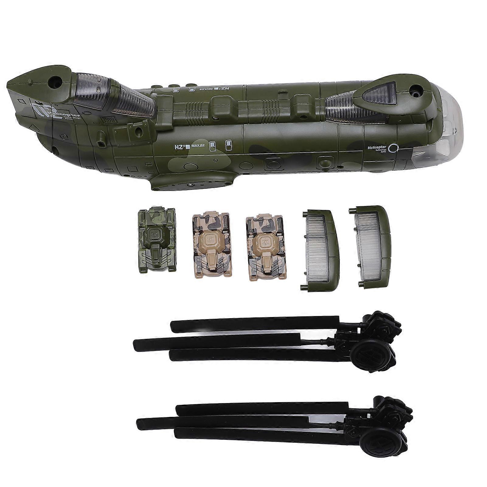 Toy Transport Helicopter with Sound and Light, Battery Powered, Toddler Transport Plane, Green
