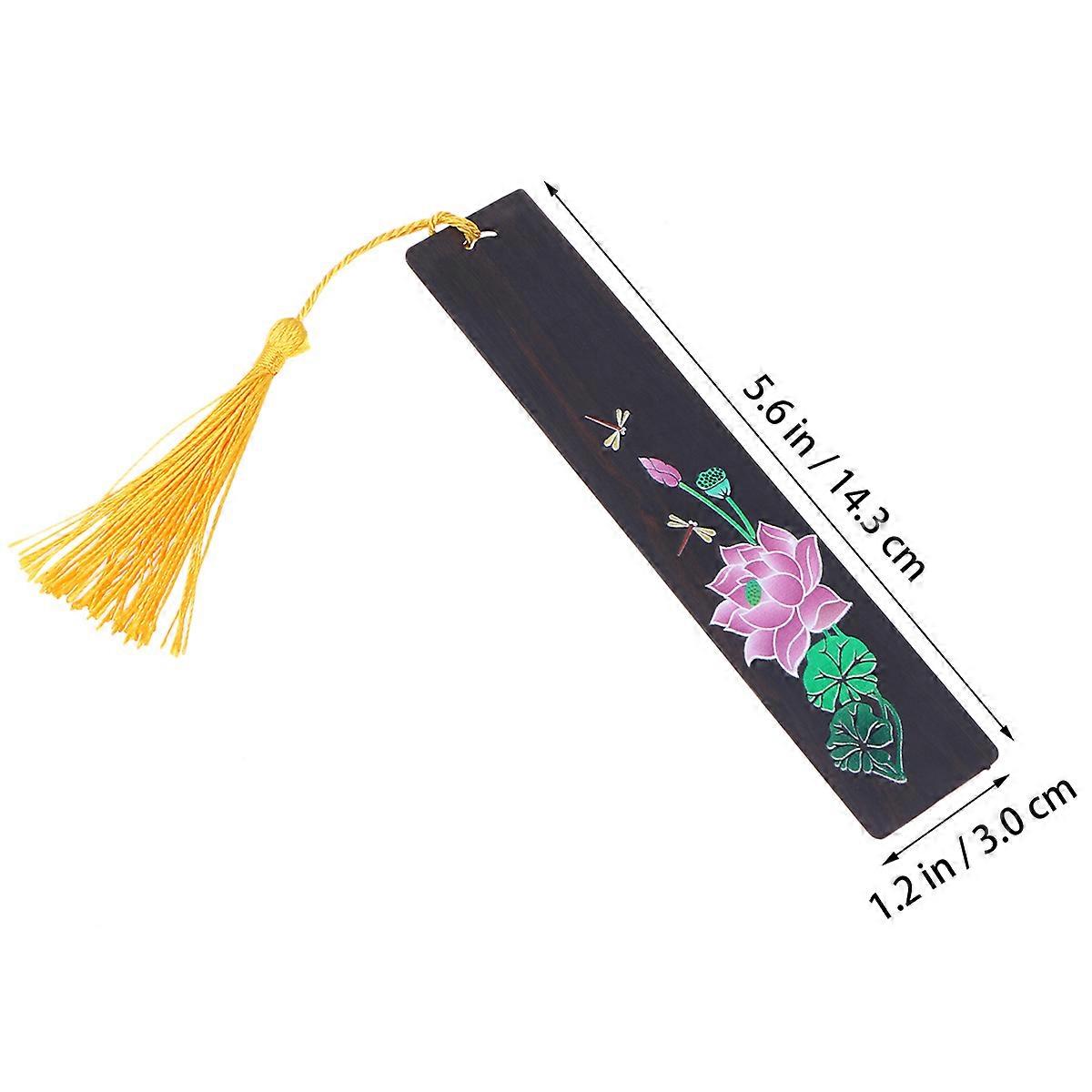 Rectangular Ebony Bookmark with Dragonfly for Decoration and Reading 1Pcs