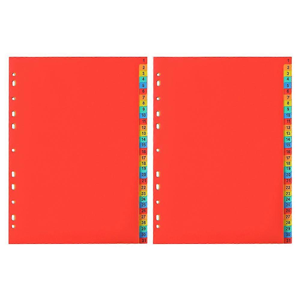 Folder Dividers Plastic Binder Dividers with Tabs Quick Retrieval for School Office Home Use Red 29.80X21.00X0.10CM 2 Sets