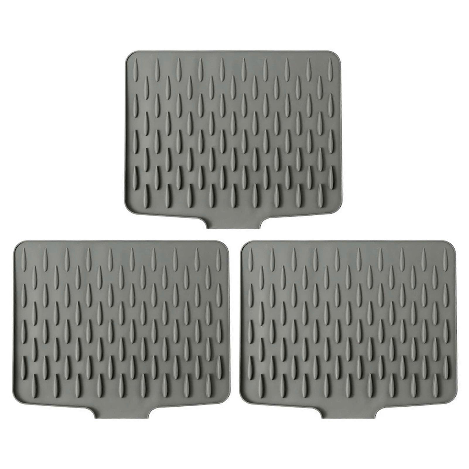 Heat-Resistant Silicone Dish Drying Mat for Kitchen Counter, Non-Slip Built-in Drain Pad, Quick Drying and Durable Kitchen Drain Mat