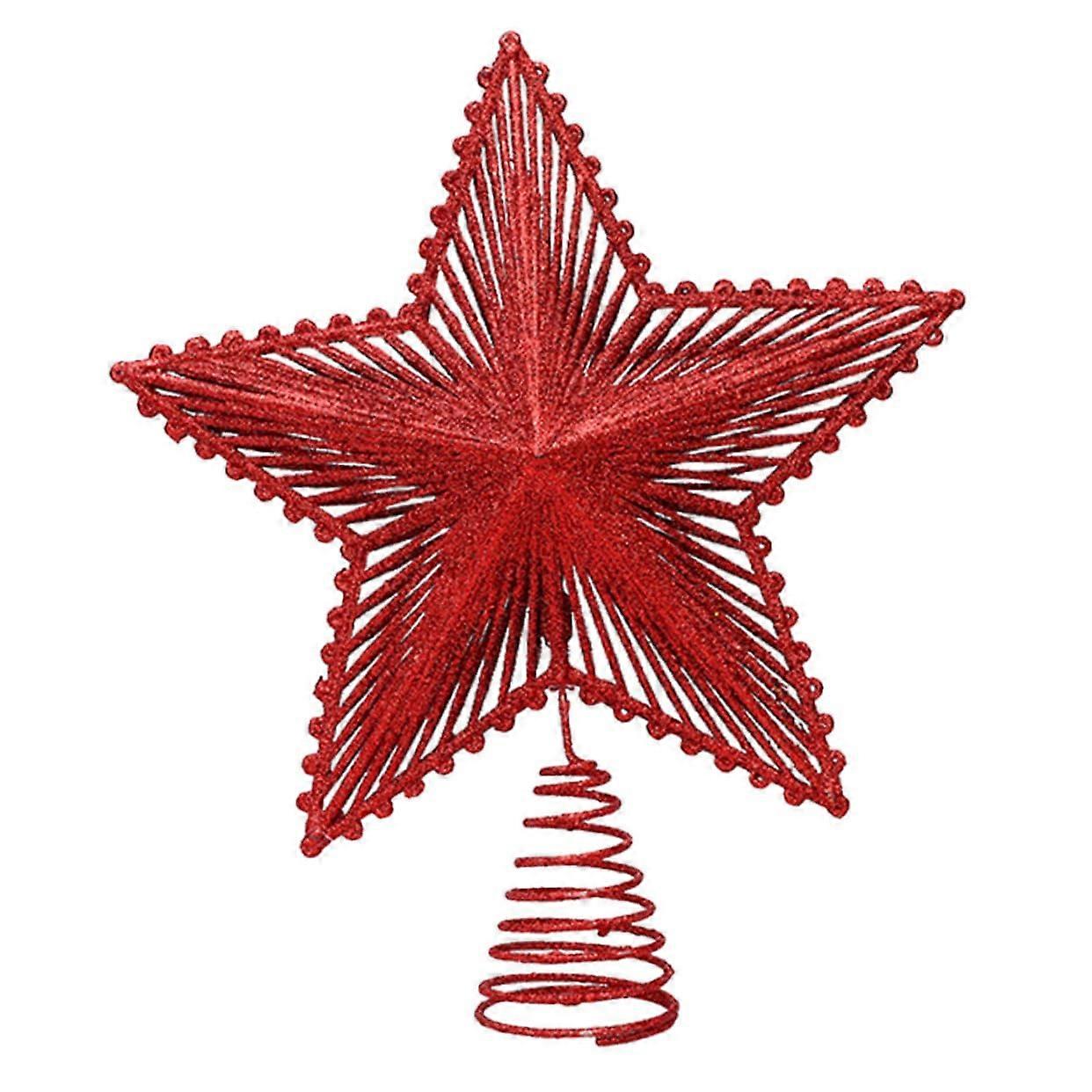 Christmas tree topper star made of wire with glitter powder for festive decoration