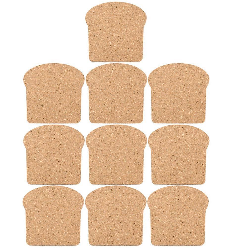 Sous-verres en liège en forme de toast Sous-verres en liège résistants à la chaleur pour café brun clair 10X10X0.5CM Prévenir l’humidité 10Pcs