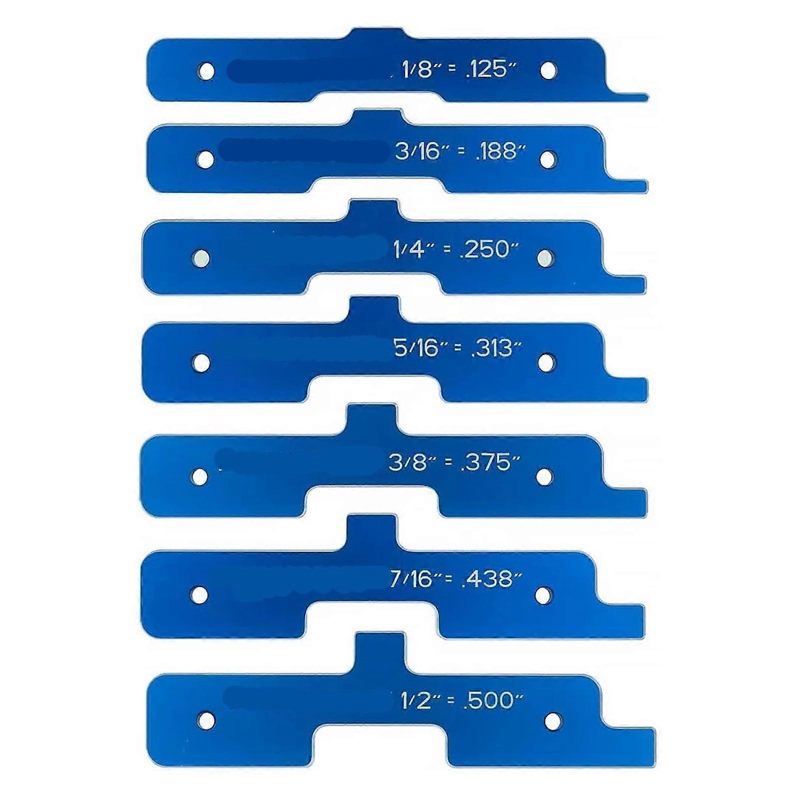 7-Piece Precision Router Table Setup Rods Woodworking Spacer Block Set Aluminum Alloy Measurement Tool Blue