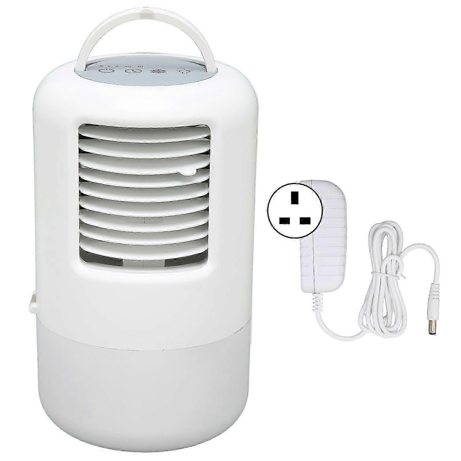 Condizionatore d'aria portatile con luce notturna, serbatoio da 500 ml, funzione di temporizzazione, bassa rumorosità, 3 impostazioni di velocità, compatibile con spina UK, 100 ° 240 V