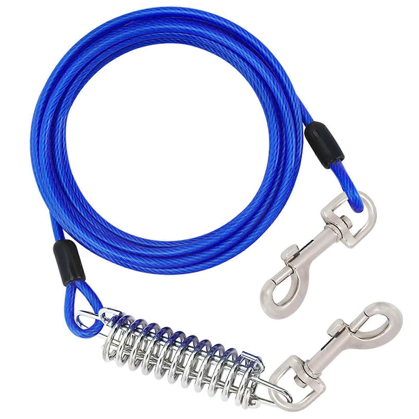 Heavy Duty Extendable Dog Lead with Shock Absorbing Spring 300cm for Large Dogs Blue