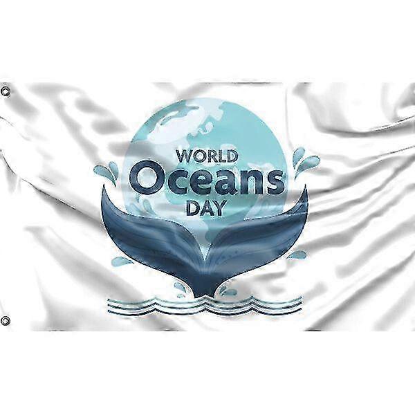 World Oceans Day Whale Flag Unique Design, Available in 3x5 Ft / 90x150 cm and 4x6 Ft / 120x180 cm Sizes
