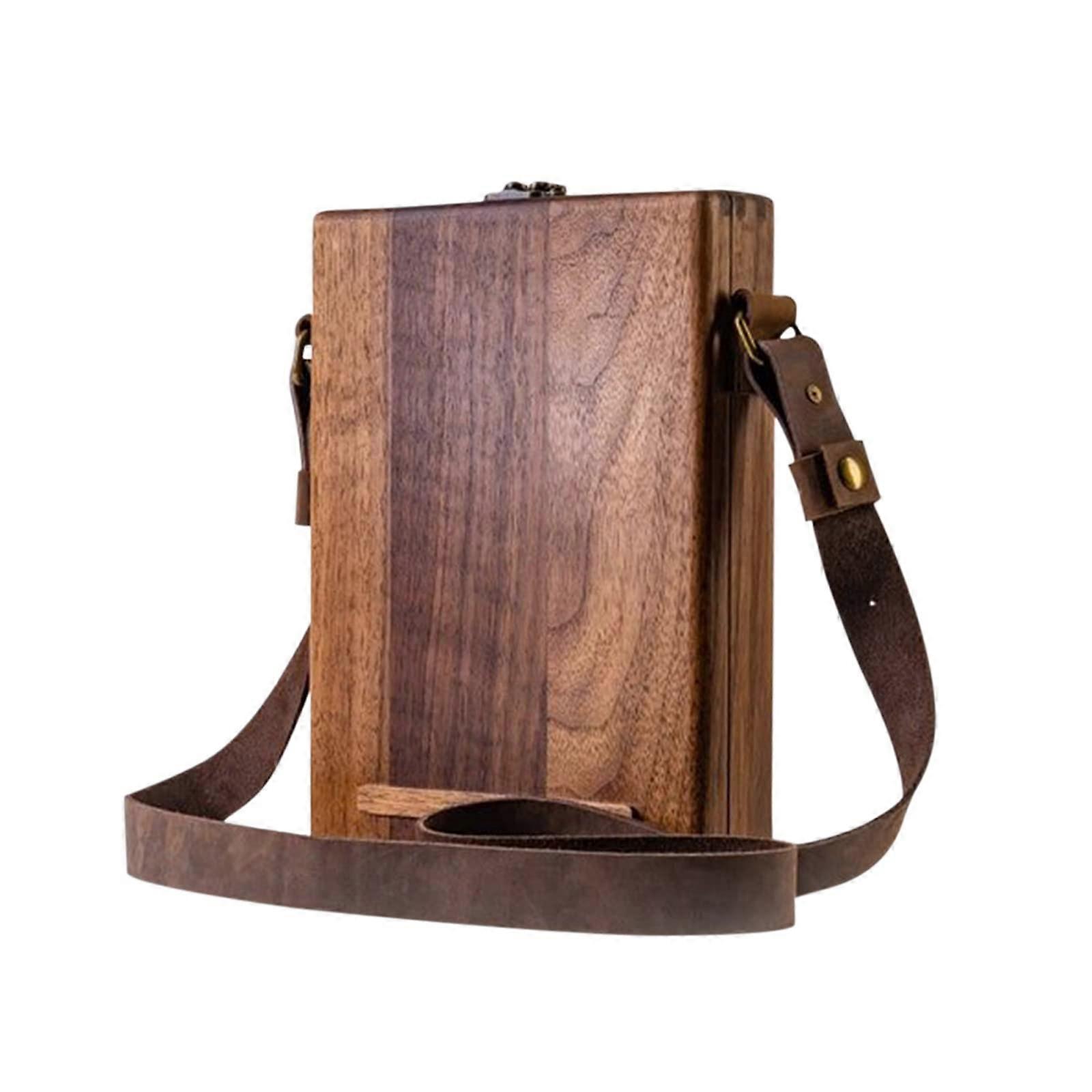 Wooden Briefcase Style Messenger Box for Creative Architects and Designers | Brown Wood Unit Size for Snowboard Tools