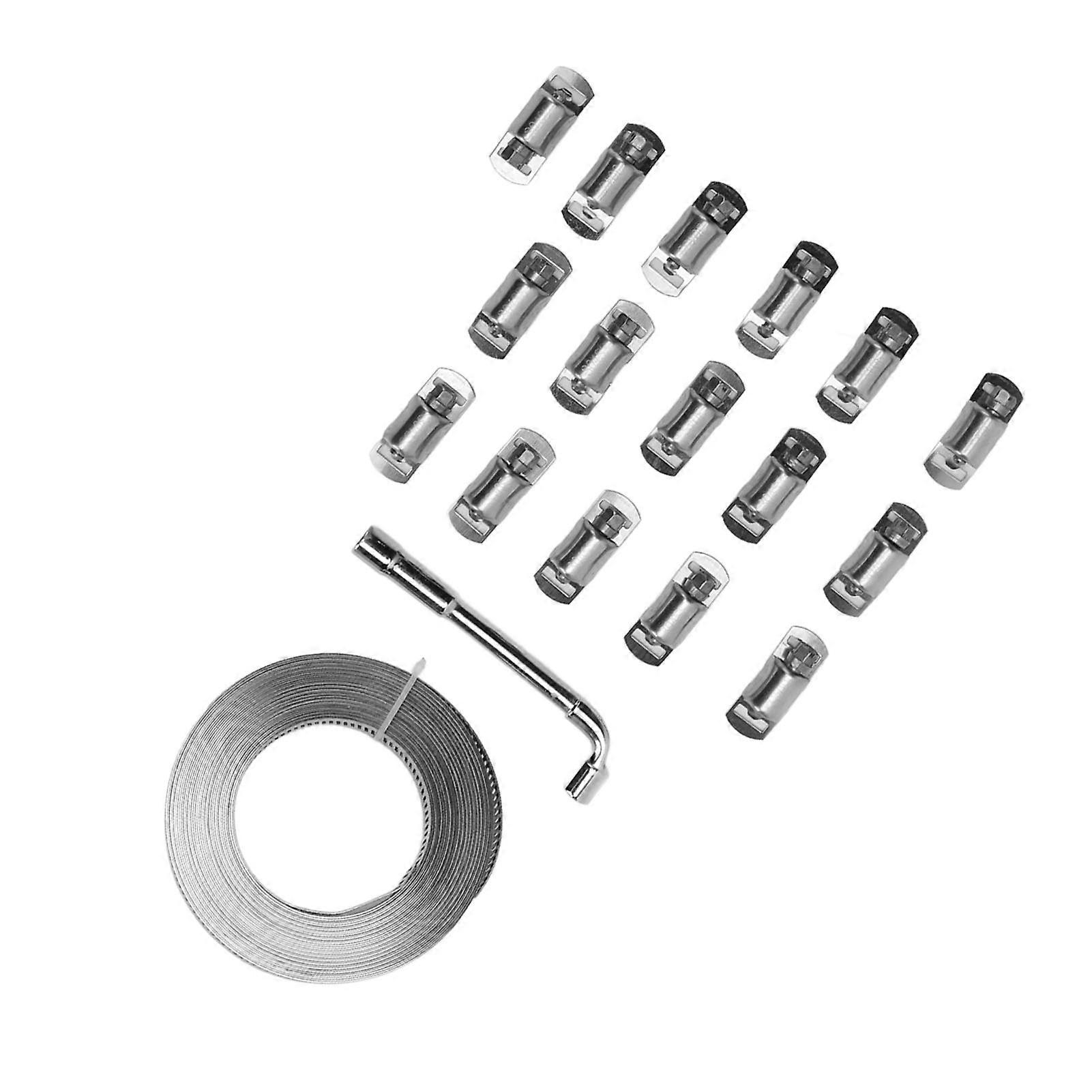 Worm Gear Hose Clamps 3.5 Meter Strap with 8 Fasteners 304 Stainless Steel DIY Hose Clamp Assortment Kit for Automotive