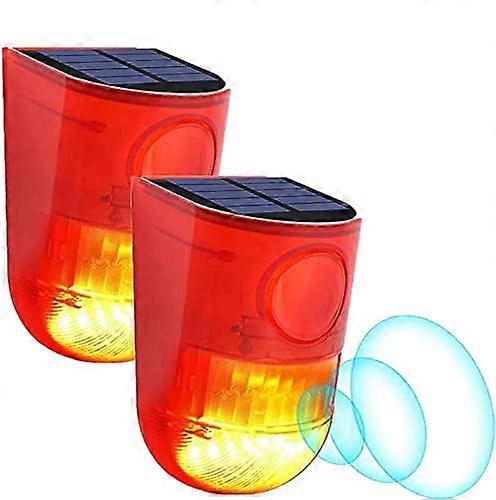 Solar Alarm Light Strobe Flashing LED IP65 110dB Security Alarm Pack of 2