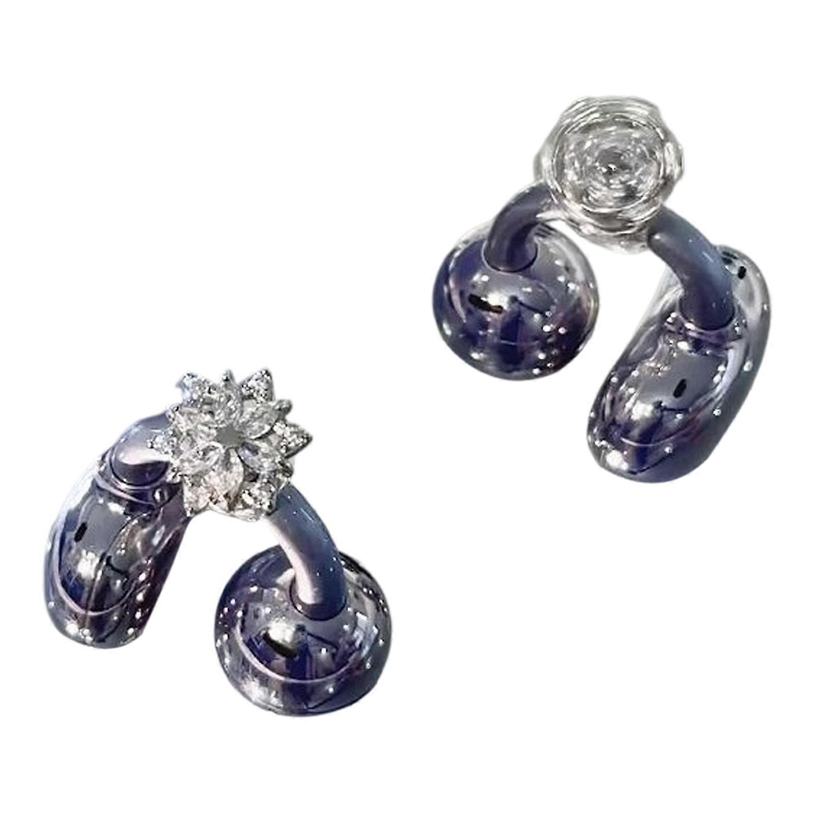 Bijuterii rotative pentru căști cu cristal, design cu flori înghețate, FreeClip, accesoriu compatibil, fixare sigură, lung, multicolor