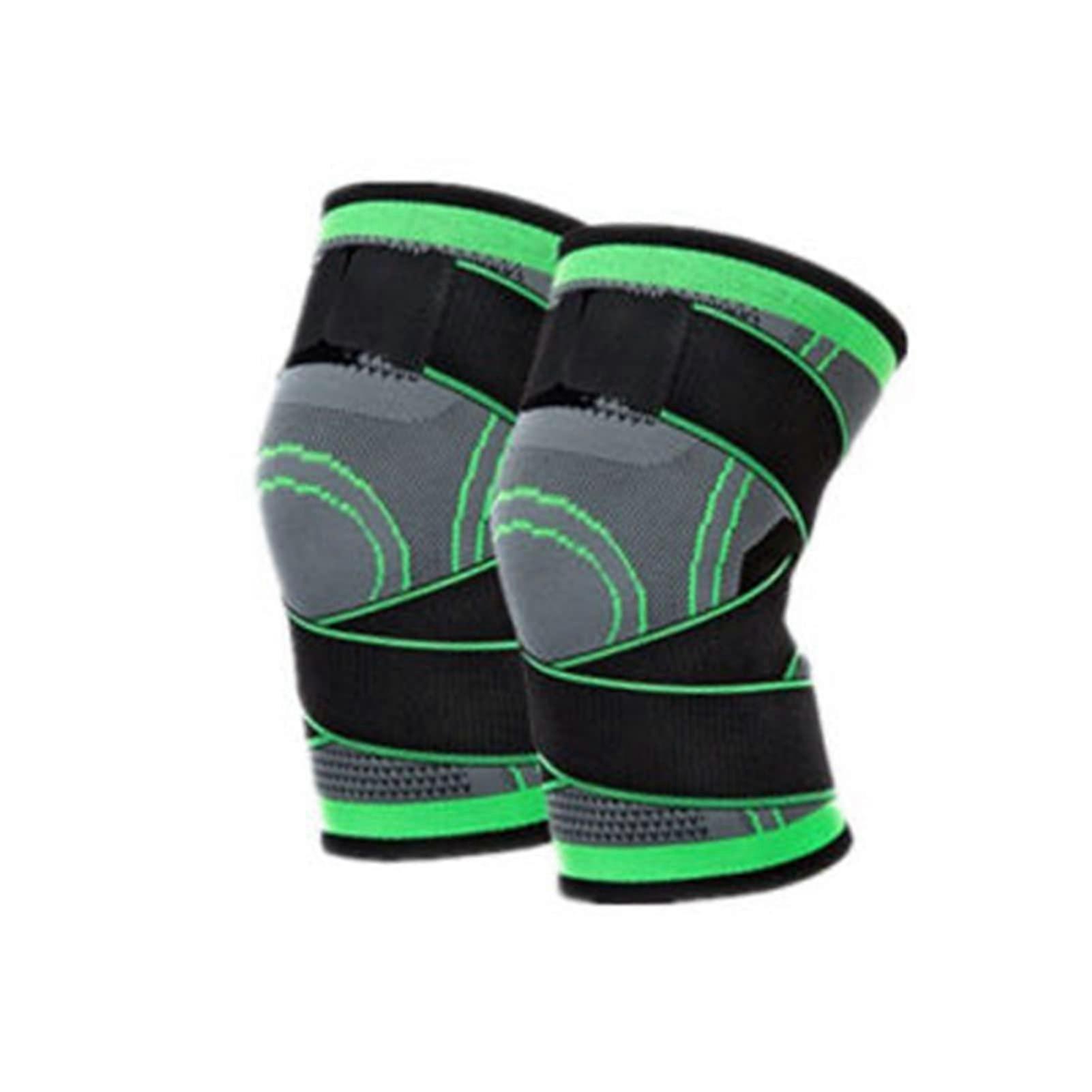 Volleyball Knee Pads for Men and Women, Compression Sleeves for Joint Pain Relief, Elastic Support Wraps, Green, Size L