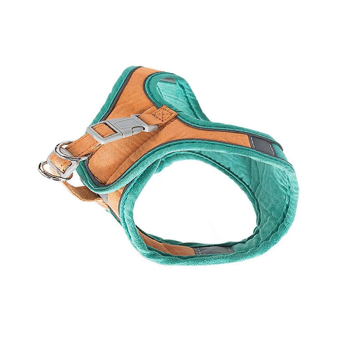 1 Set Pet Cat Harness with Adjustable Traction Leash, Breathable Cat Vest Made of Suede for Safe and Outdoor Activities, Orange Green