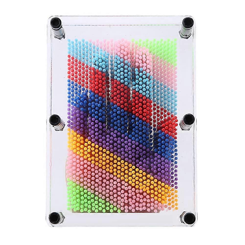 Rainbow Pin Toy 3D Pin Sculpture Classic Retro Desktop Gadget Transparent Middle Nail Board for Home and Office