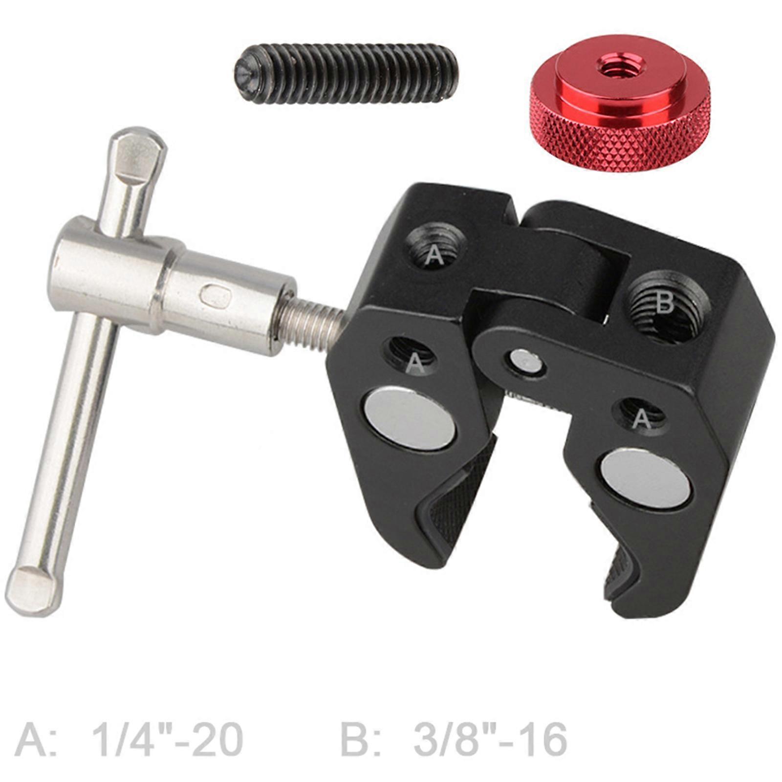 Morsetto Super Crabbing con foro filettato da 1/4 di pollice 3/8 di pollice Braccio di montaggio a slitta fredda per monitor Supporto per microfono Morsetto per luce video a led
