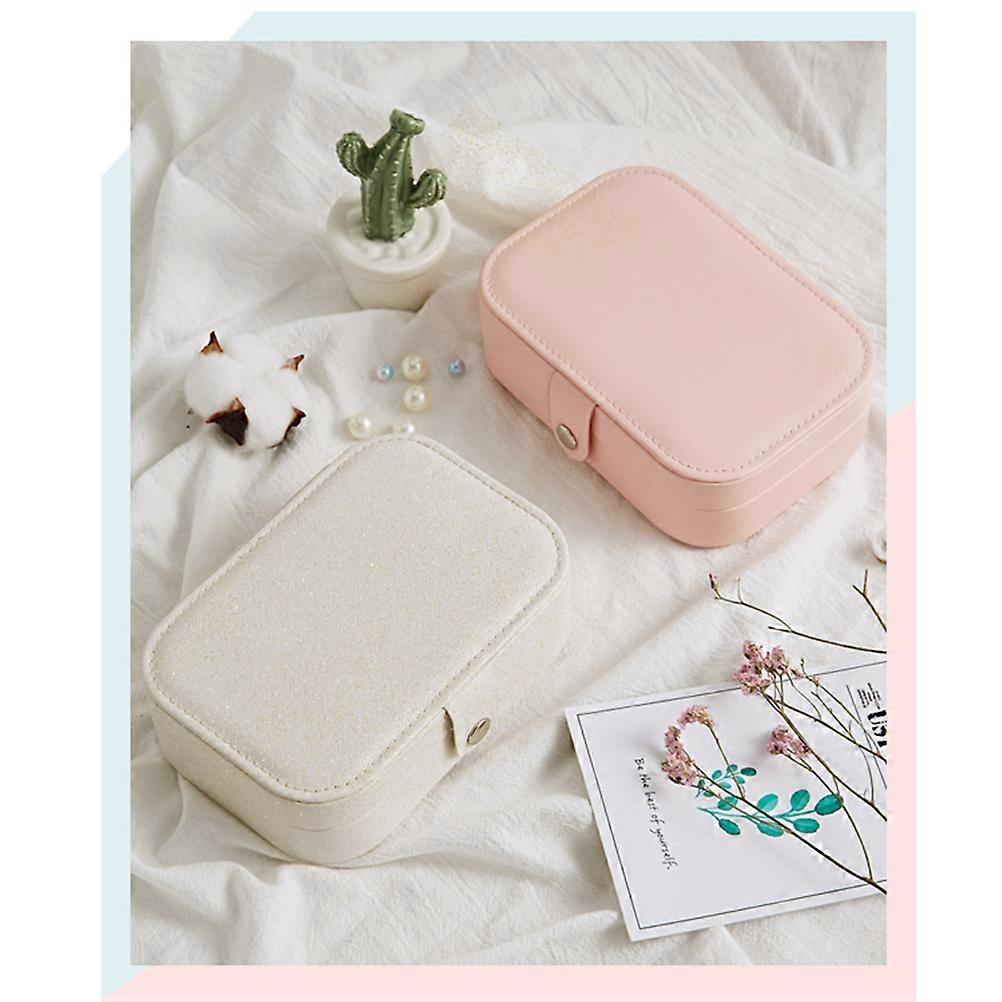 Small Jewelry Travel Case Portable Simple Storage Box Multifunctional Two Layers Container For Women Orange PU Leather
