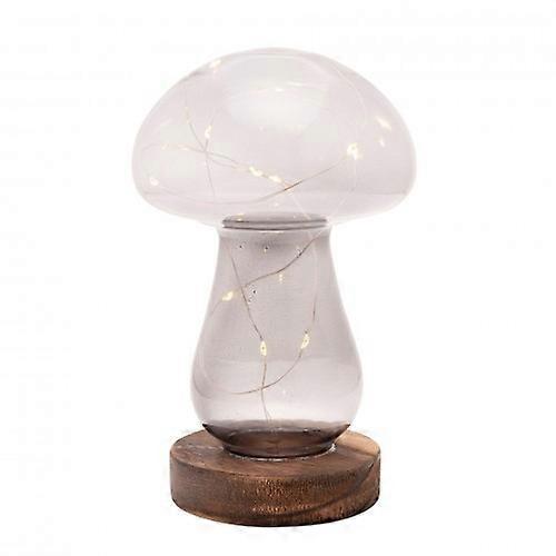 Grey Glass Mushroom with LED Lights - Large
