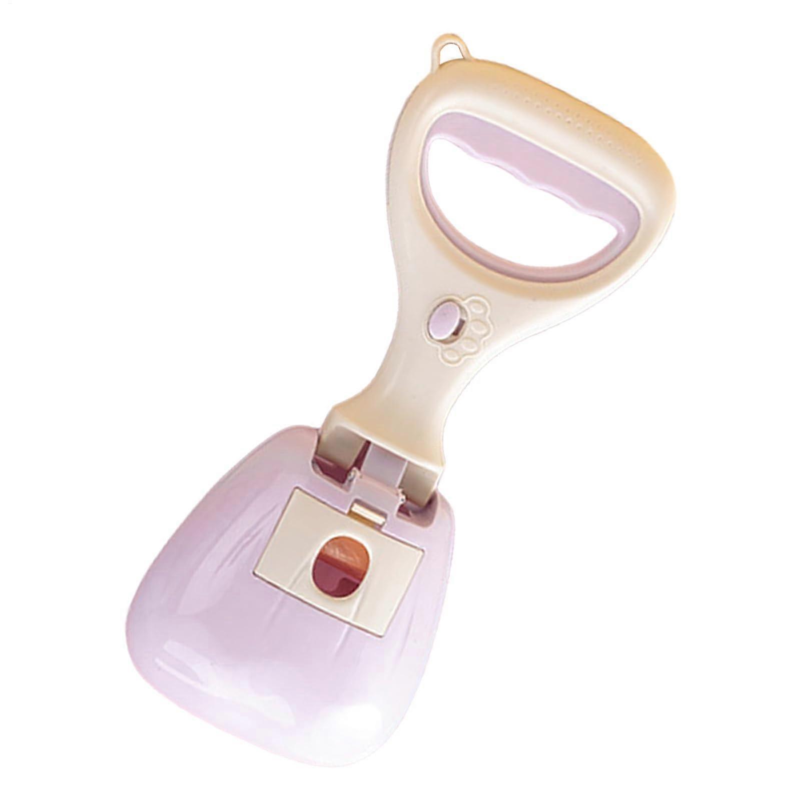 Dog Poop Scooper Portable Puppy Litter Scoop Cat Litter Picker Built-In Storage Bag Ergonomic Handle Purple For Walks