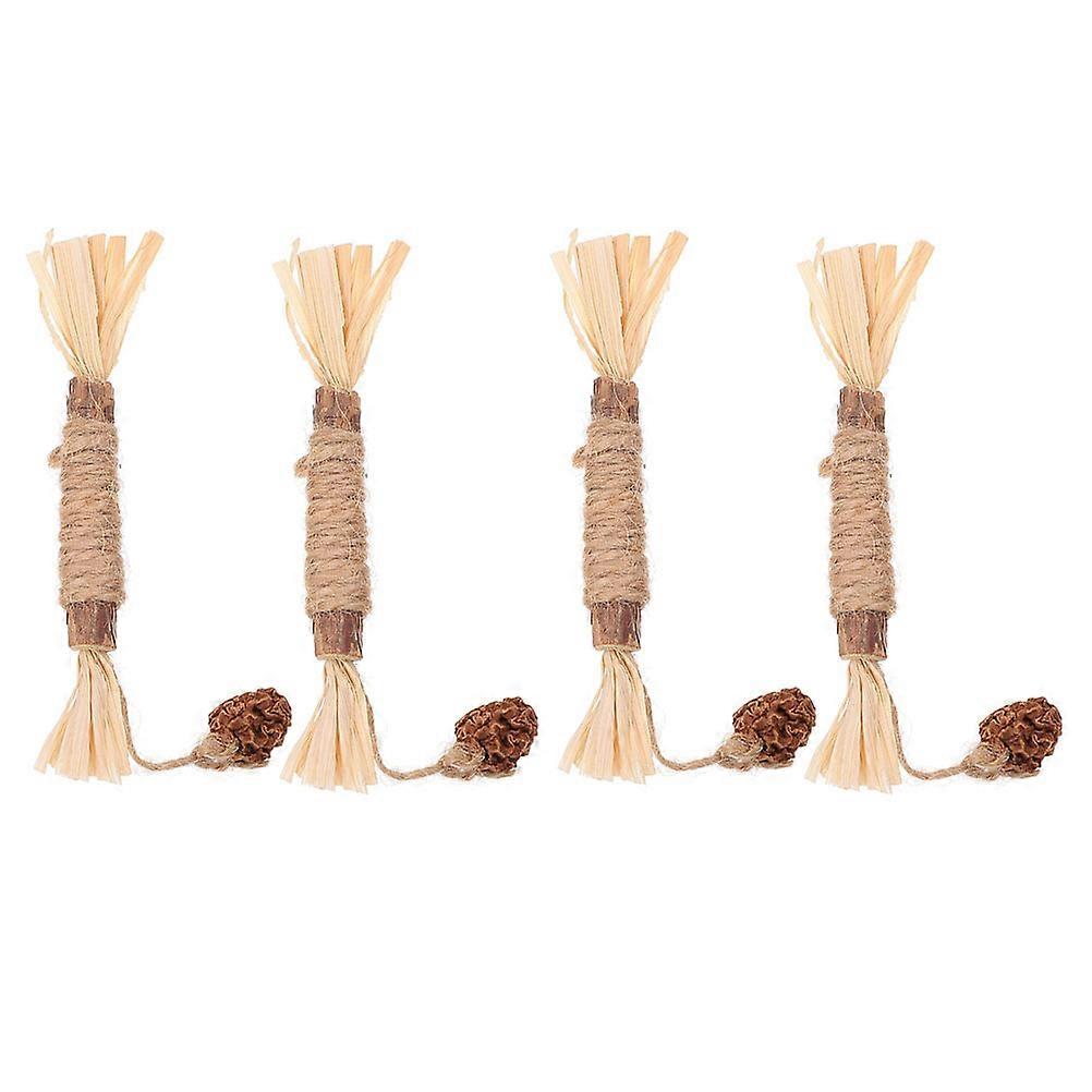 Tease Cat Toy Cat Chewing Stick Toy Interactive Time Pet Curiosity Satisfaction Synthetic Material 4Pcs