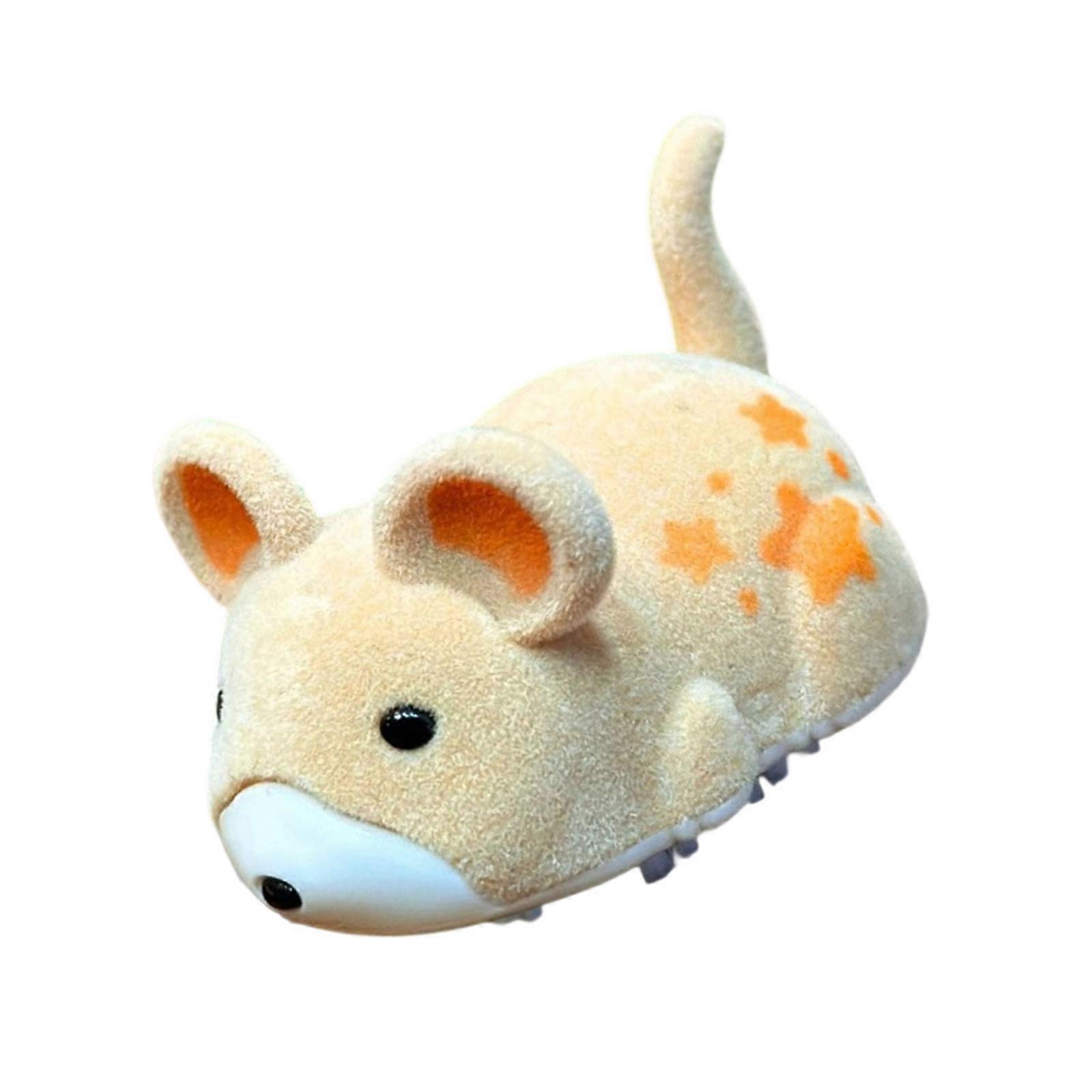 Auto Moving Plush Hamster Cats Chasing Toy Simulated Mouse Action Interactive Indoor Exercise Device For Table Floor  Yellow