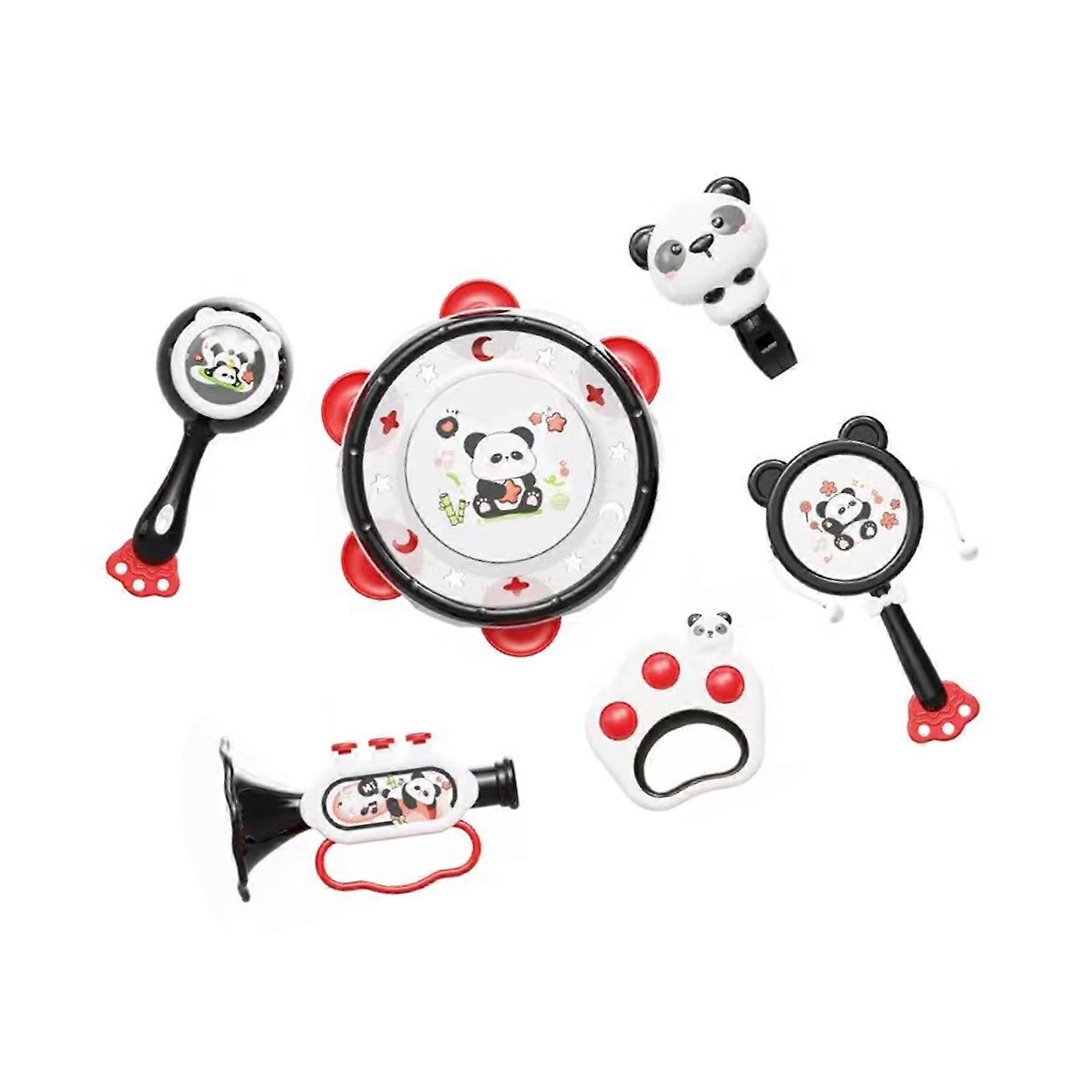 Infant Rattle Toy Set With Drum Trumpet Shaker Music Instrument Learning Educational Toy For Toddler Auditory Stimulate Multicolor