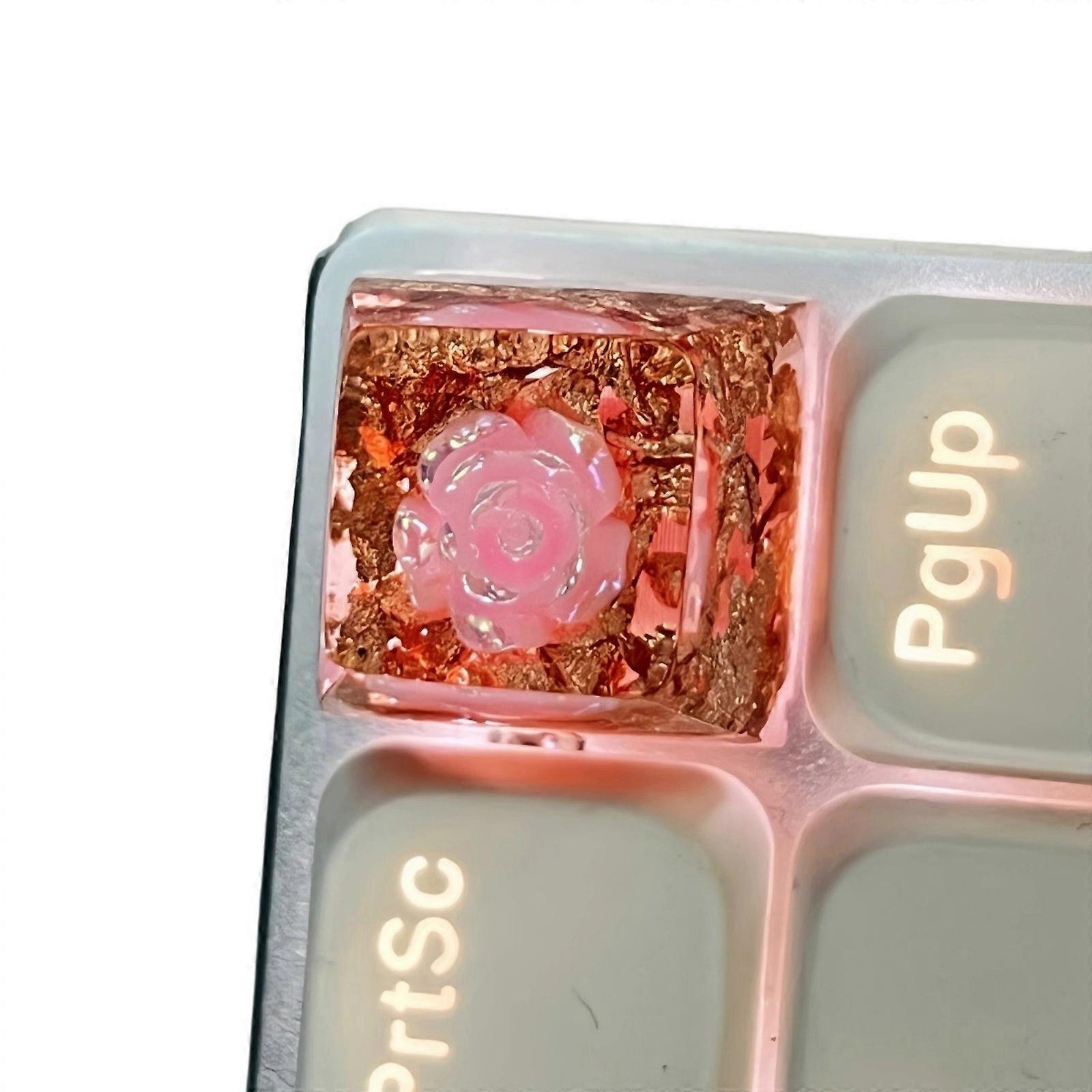 Game Resin Keycap Cute Keycap DIY Handmade Keycap for Game Keypad Personality Keycap Keypad Camellia Shape Multicolor