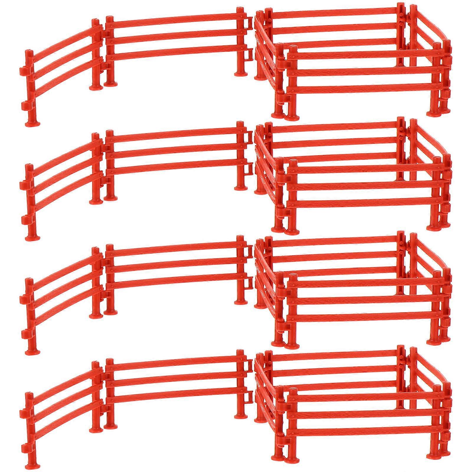 Red Plastic Fence Toys for Decoration Use Safe Durable Kids Friendly Simulation Farm Fence Ornament 50 Pieces