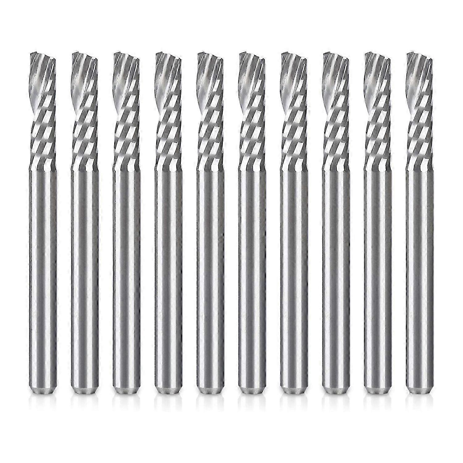 10-pack CNC-routerbitar 1/8 tums skaft spiral uppskuren router bit enkelräfflad ändfräs set fräsning Cu