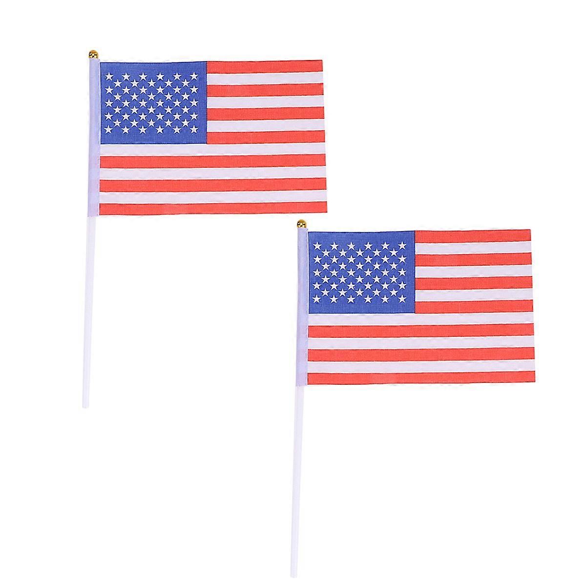USA Stick Flag 50Pack Small Hand Held Flags For Decoration 21*14CM Polyester Festive Environment