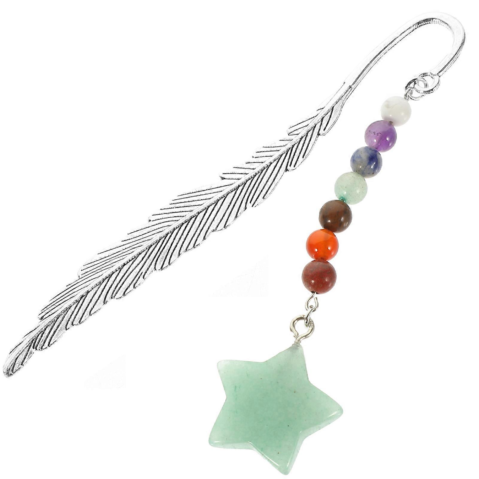 Guiding Bookmark Crystal Pendant Plume Shape Book Reading Lovers Multi-Colored Page Marker 1Pcs