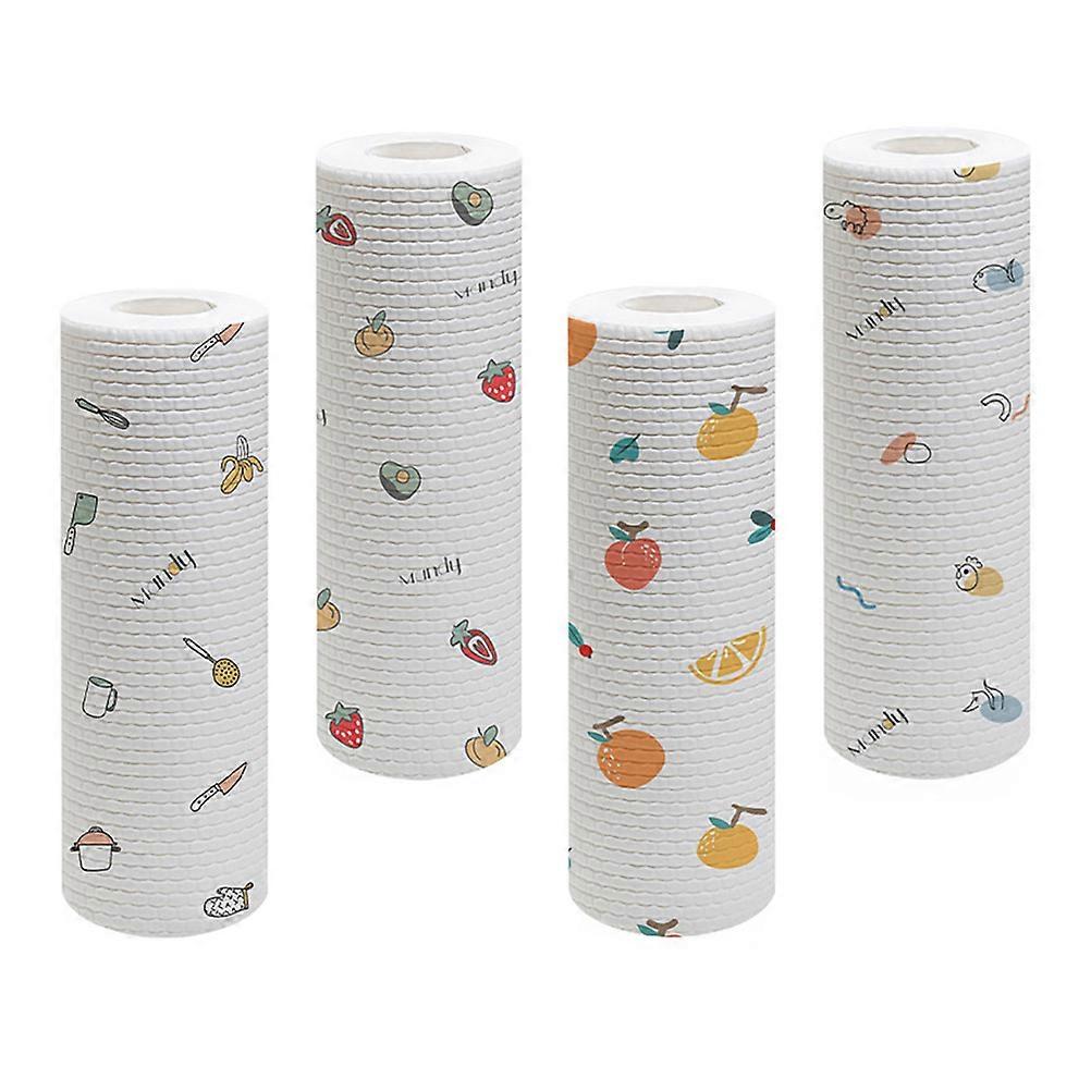 Multipurpose Nonstick Disposable Kitchen Washcloths 25X25CM Wet and Dry Dual Use 4 Rolls