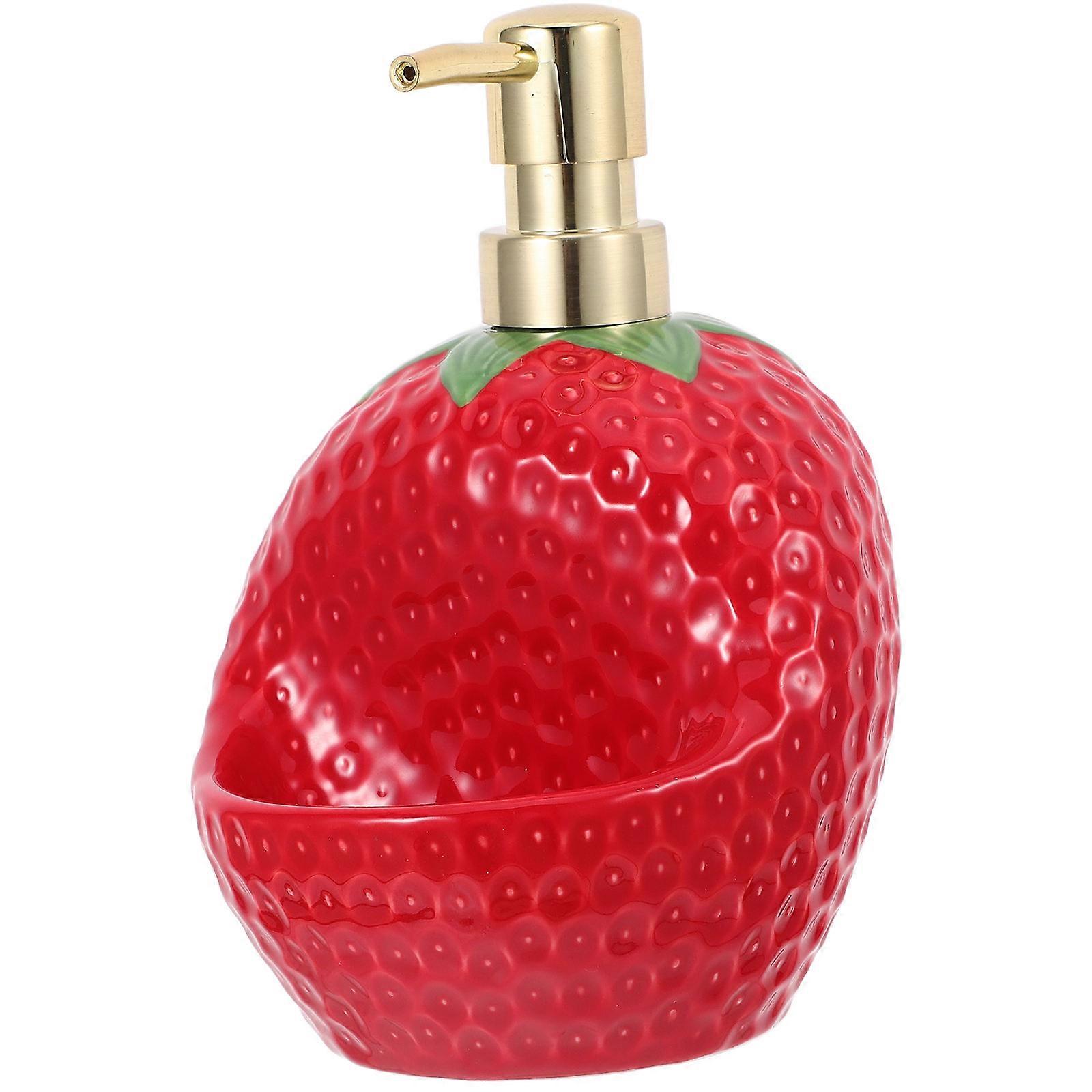 Strawberry Shaped Pump Bottle Ceramic Dish Soap Dispenser Refillable Lotion Container for Kitchen Cleaning 2pcs