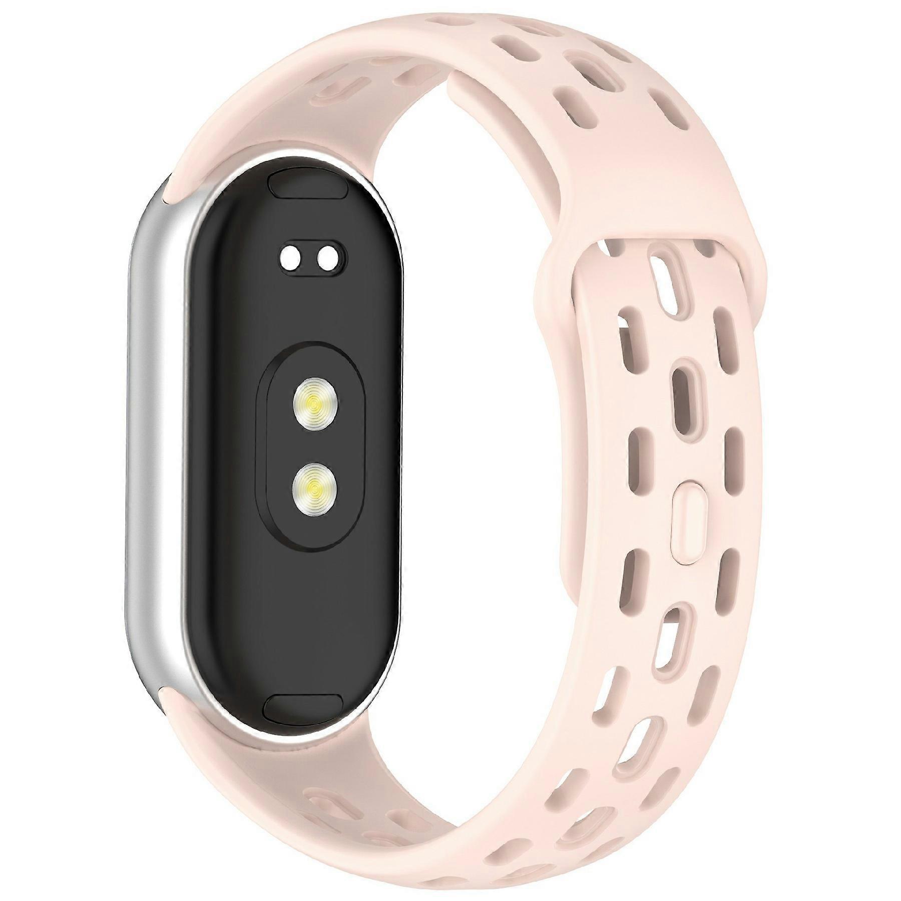 سوار الساعة ل Xiaomi Smart Band 10 9 8 ثقوب تصميم حزام TPU قابل للتعديل وردي فاتح
