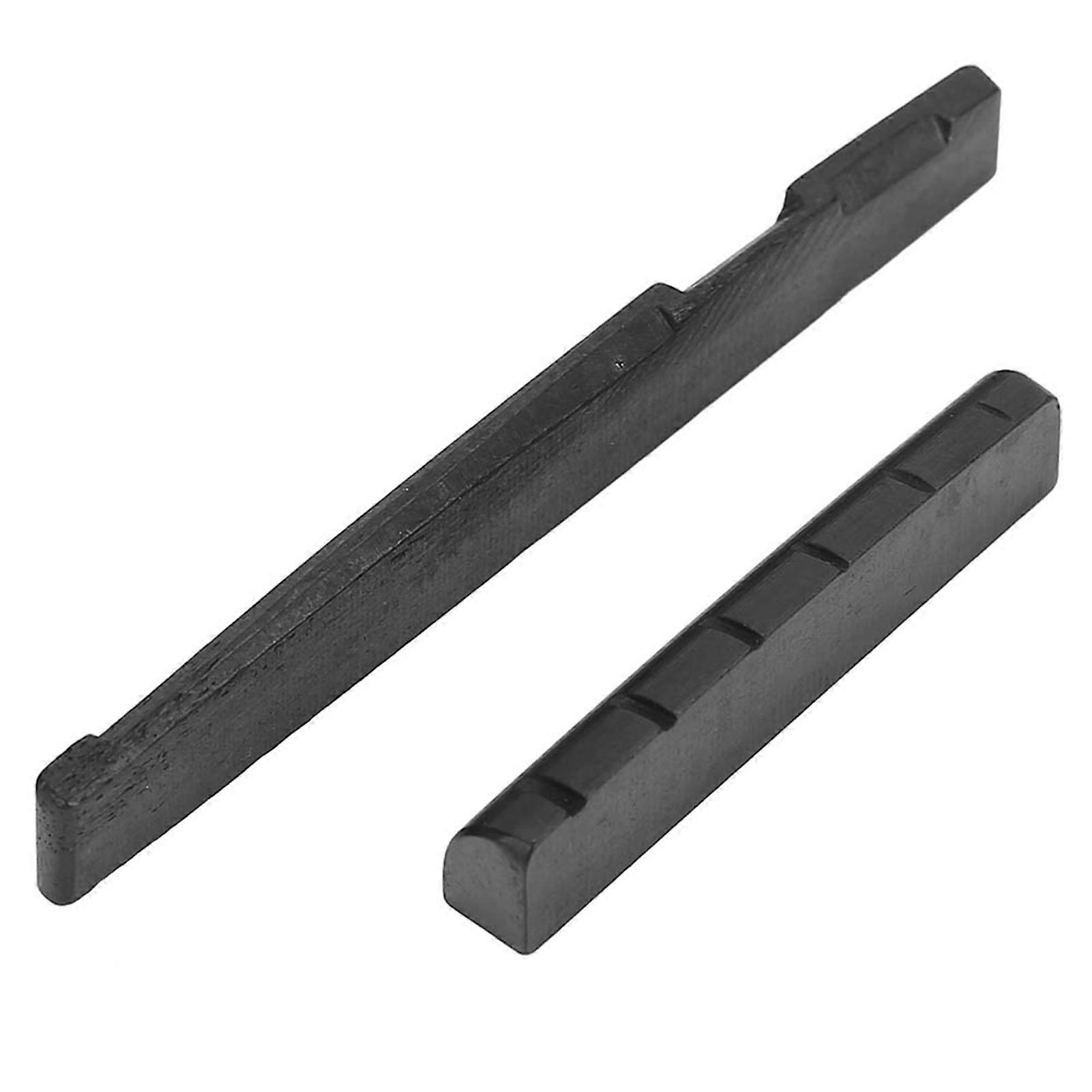 Camel Bone Guitar Upper Nut Bottom Saddle Repair Replacement for 6 String Folk Guitars (Black)