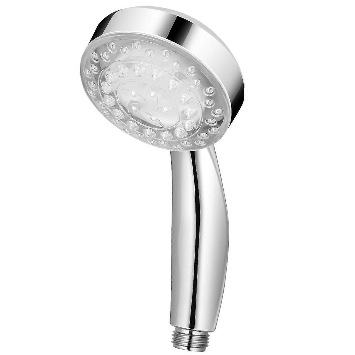 LED Shower Head with Colorful Light ABS Material Silver Automatic for Shower Use Fits