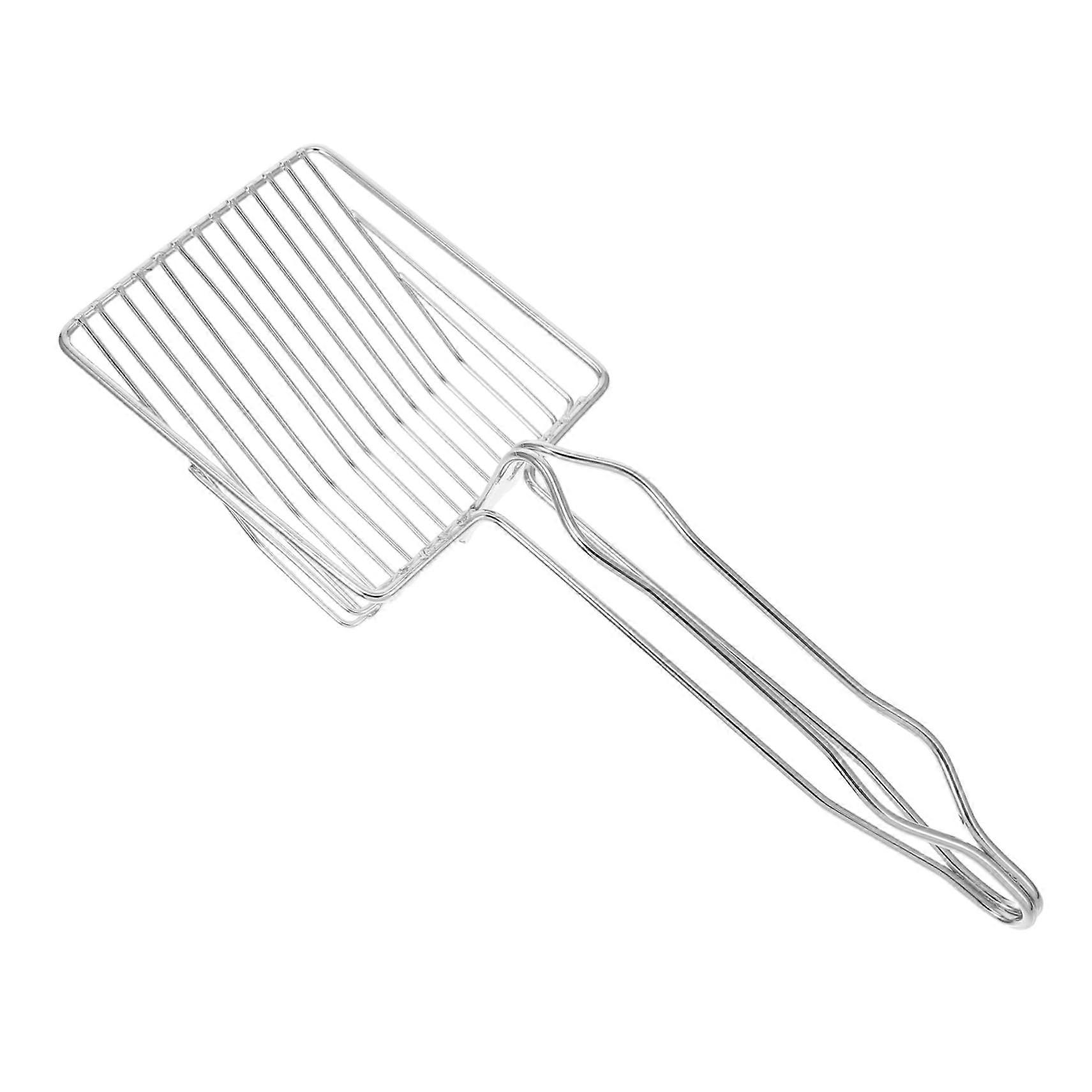 Cat Litter Scoop Poop Scooper Stainless Steel Strainer Rustproof Silver Metal Shovel for Easy Cleanup and Durability