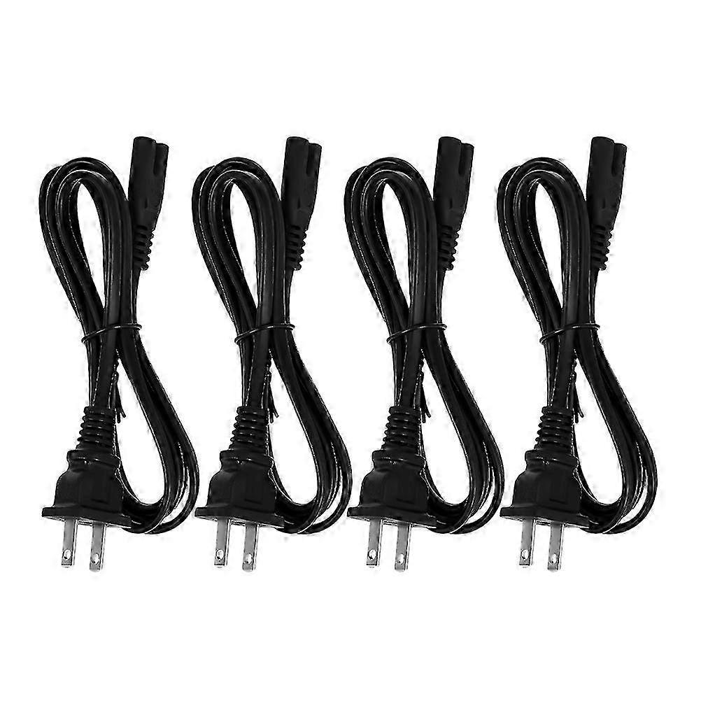 4Pcs TV Power Cable TV Power Cords 2-prong Power Cord Computer Power Cord Printer Power Cord (US Plug)