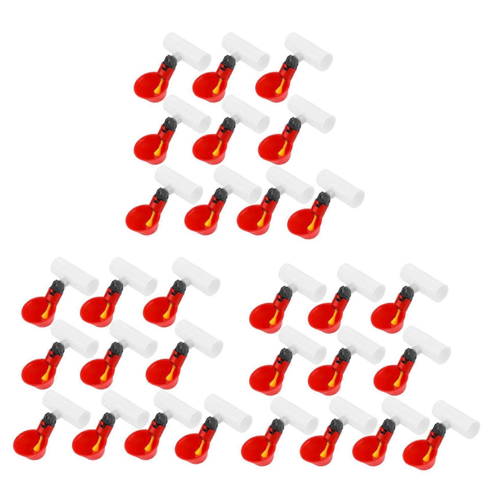 Chicken Drinking Cup 30 Pieces Automatic Drinker Drinker Red Plastic Duck Bird Quail Pigeon Hen Drin