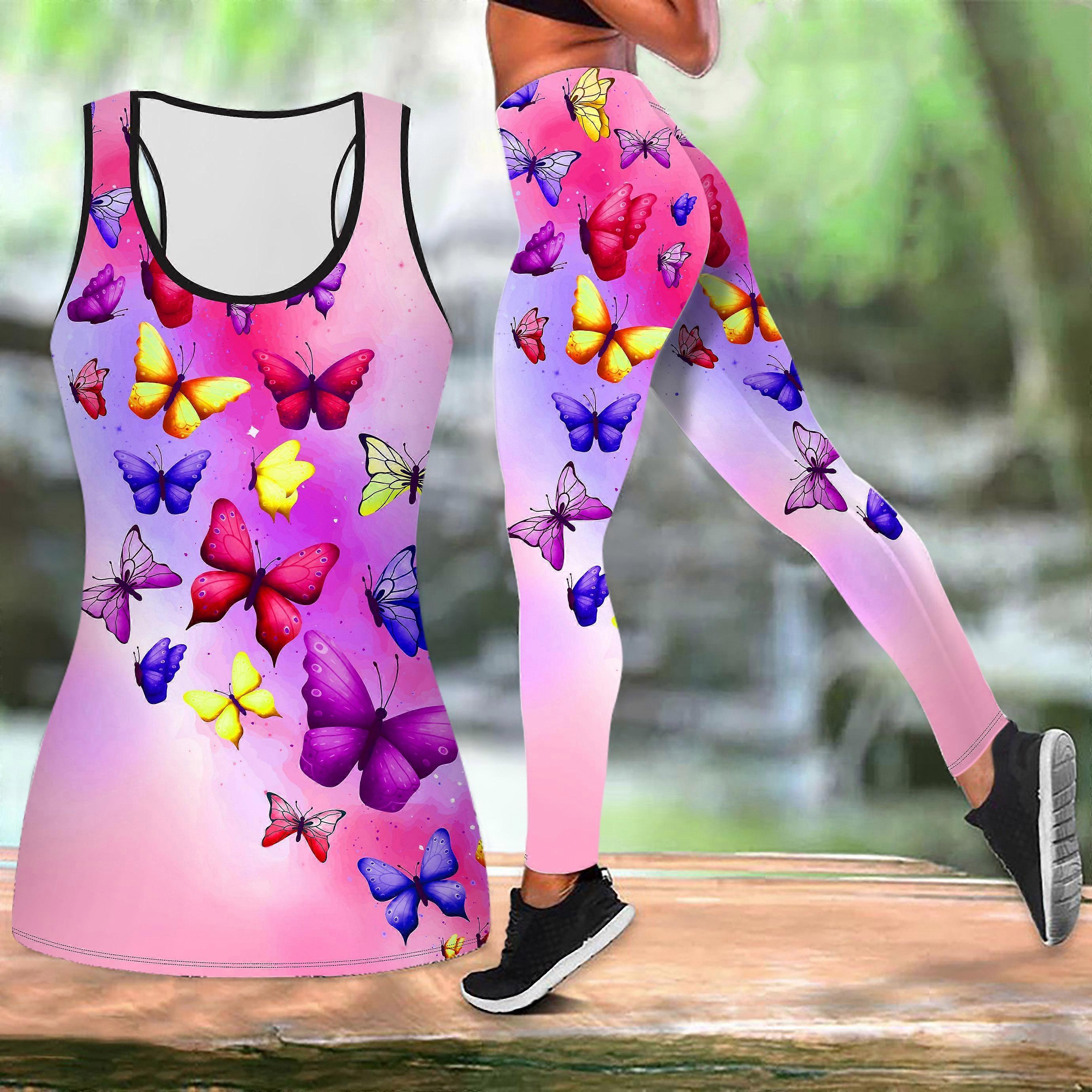 Starlight Butterfly Print Στολή γιόγκα για γυναίκες Μόδα Προπόνηση Κολάν Fitness Sports Casual Yoga Set Αθλητικό κοστούμι