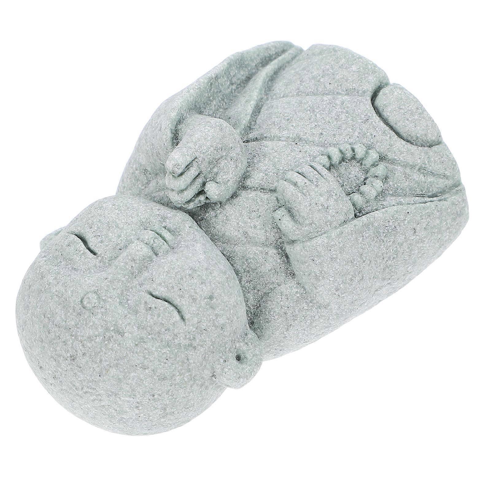 Grey Sandstone Garden Buddha Statue for Decor with Intricate Design and Serene Expression, Compact Size