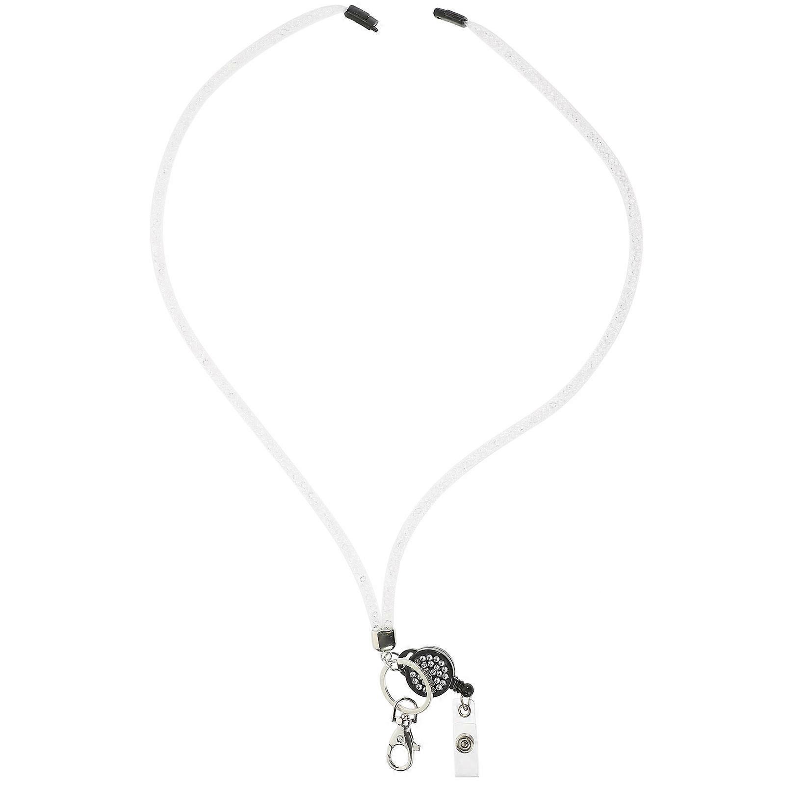 White Plastic Breakaway lanyards for ID Badges with Retractable Reel and Safe Daily Hanging Use 1 pack