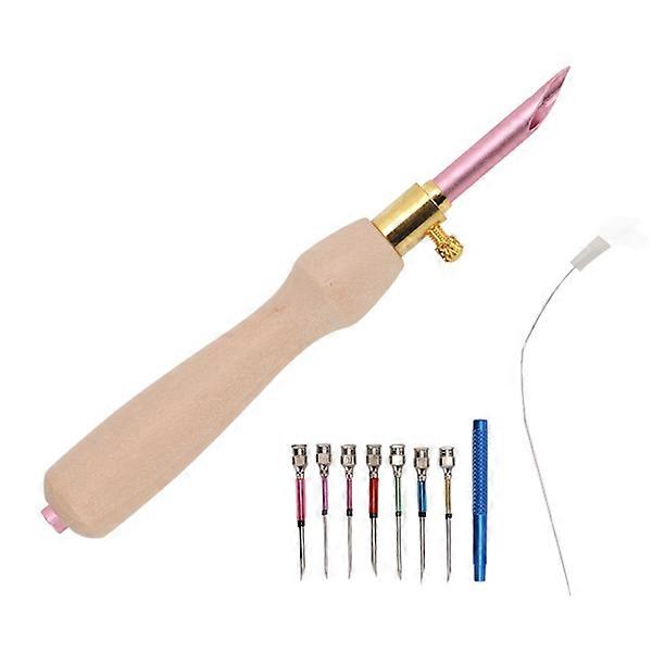 Punch Needle Set Easy Replaceable Needle Head Wooden Handle DIY Making Adjustable Punch Needle