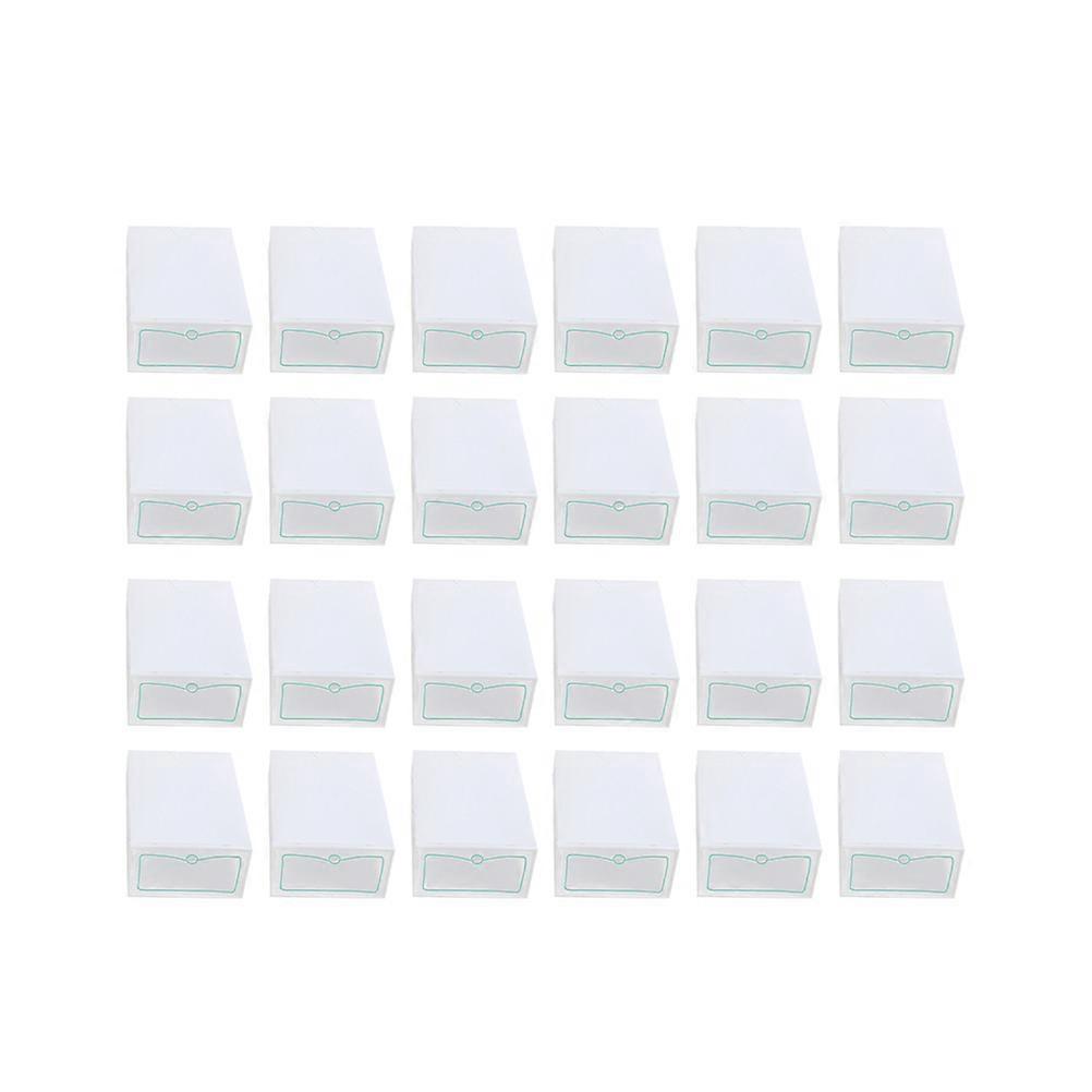 30PCS Transparent Stackable Shoes Storage Box Thicken Shoe Container Plastic Shoes Box   Size S (White)