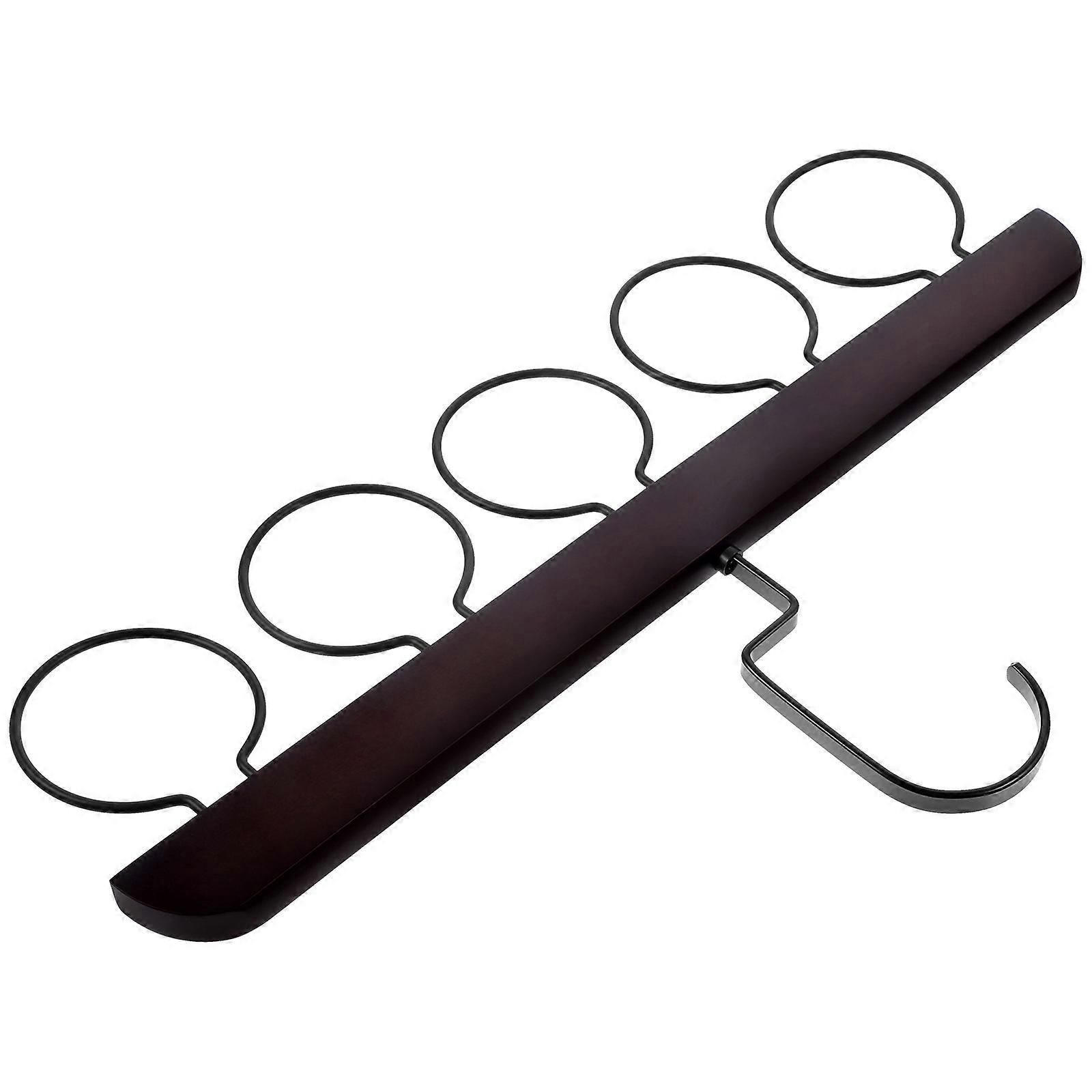 Wooden Necktie Hanger with 5 Loops for Ties Hanging Black Color Wide Application Solid Timber Construction