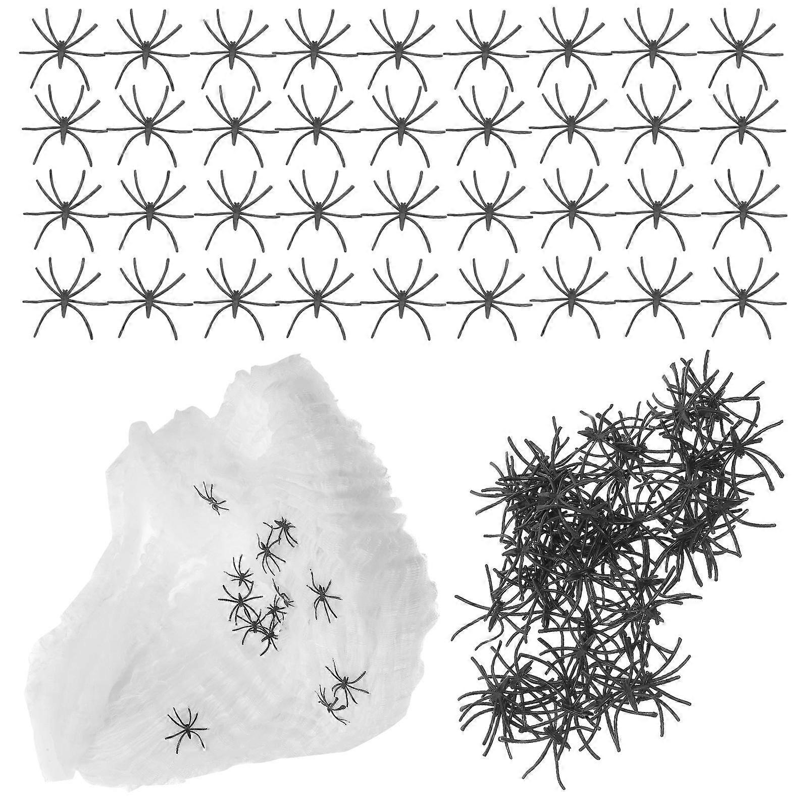 Glowing Spider Web Decoration with Fake Spiders – Soft Stretchy Cobwebs for Halloween Party Favors and Spooky Indoor Outdoor Scenes